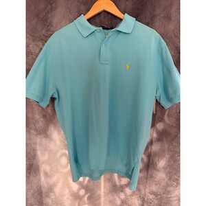 Polo Ralph Lauren Mens XL Light Blue Yellow Pony Cotton Pique Short Sleeve Shirt